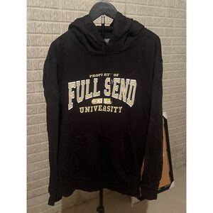 Full Send University Black Hoodie Large Collegiate Collection Graphic Sweatshirt
